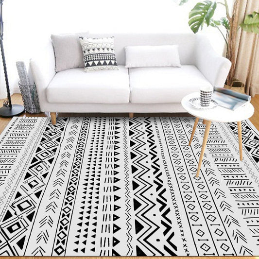 Scandinavian Geometric Chevron Rug Southwestern Tribal Rug Synthetic Pet Friendly Area Rug for Living Room White Clearhalo 'Area Rug' 'Rugs' 'Southwestern' Rug' 1504142