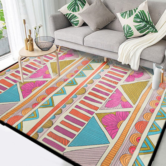 Pink ColorfulMoroccan Geometric Rug Rustic Synthetic Indoor Area Rug Washable Stain Resistant Rug with Floral Clearhalo 'Area Rug' 'Rugs' 'Southwestern' Rug' 1504178