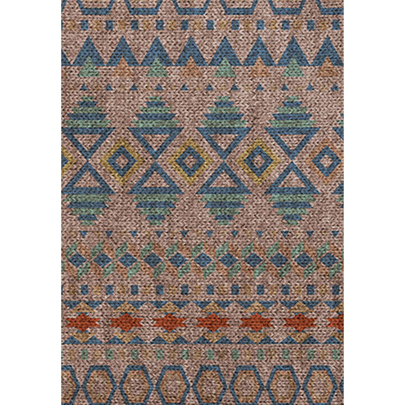 Braided Rustic Americana Rug Brown Washable Area Rug for Bedroom Geometric Hunting Stain Resistant Rug Clearhalo 'Area Rug' 'Rugs' 'Southwestern' Rug' 1504185