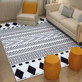 Diamond Geometric Rug Southwestern Americana Area Rug for Bedroom Black and White Fabric Stain Resistant Rug