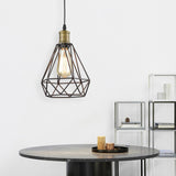 Vintage Diamond Caged Shade Hanging Ceiling Light 1 Bulb Metal Pendant Lighting in Bronze Bronze 2 Clearhalo 'Art Deco Pendants' 'Cast Iron' 'Ceiling Lights' 'Ceramic' 'Crystal' 'Industrial Pendants' 'Industrial' 'Metal' 'Middle Century Pendants' 'Pendant Lights' 'Pendants' 'Tiffany' Lighting' 150419