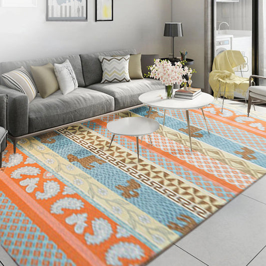 Living Room Rustic Orange Rug Striped Paisley Rug with Animal Polyester Pet Friendly Stain Resistant Area Floor Carpet Clearhalo 'Area Rug' 'Rugs' 'Southwestern' Rug' 1504200