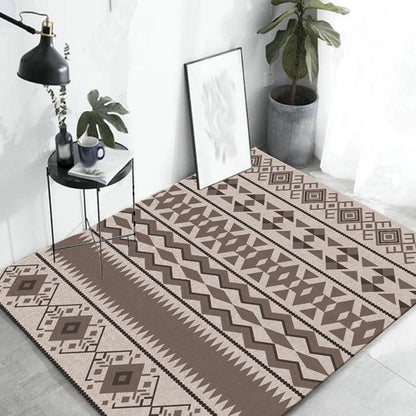 Southwestern Tribal Brown Rug Striped Geometric Diamond Washable Stain Resistant Synthetic Rug for Living Room Khaki Clearhalo 'Area Rug' 'Rugs' 'Southwestern' Rug' 1504213