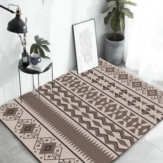 Southwestern Tribal Brown Rug Striped Geometric Diamond Washable Stain Resistant Synthetic Rug for Living Room Khaki Clearhalo 'Area Rug' 'Rugs' 'Southwestern' Rug' 1504213