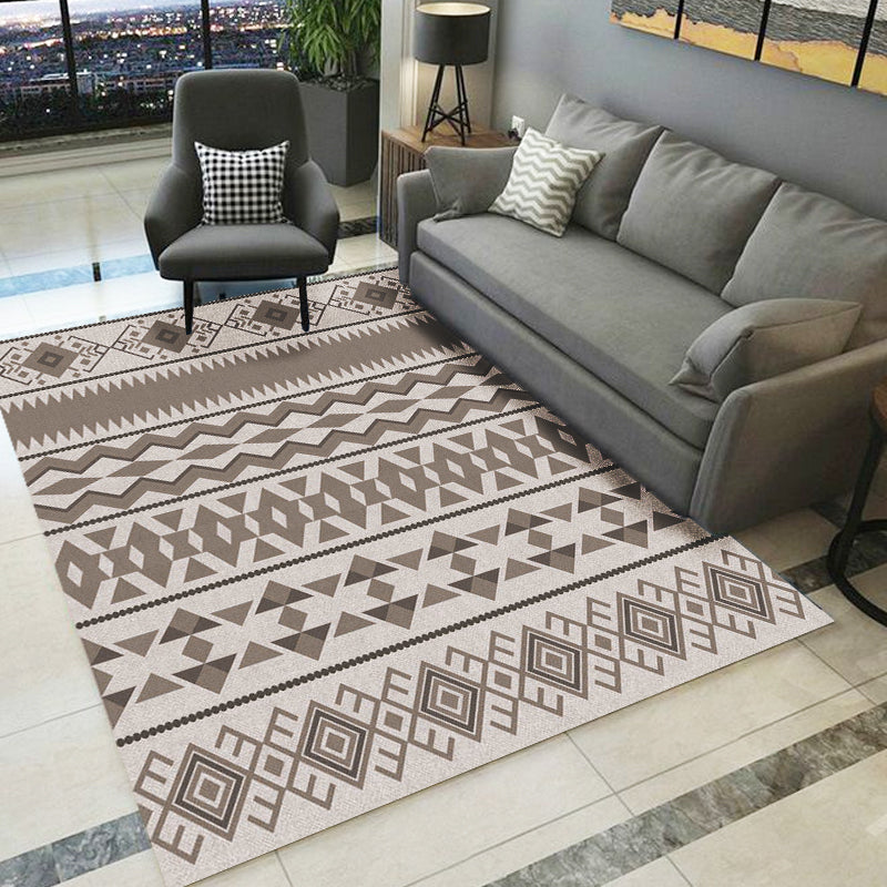 Southwestern Tribal Brown Rug Striped Geometric Diamond Washable Stain Resistant Synthetic Rug for Living Room Clearhalo 'Area Rug' 'Rugs' 'Southwestern' Rug' 1504214