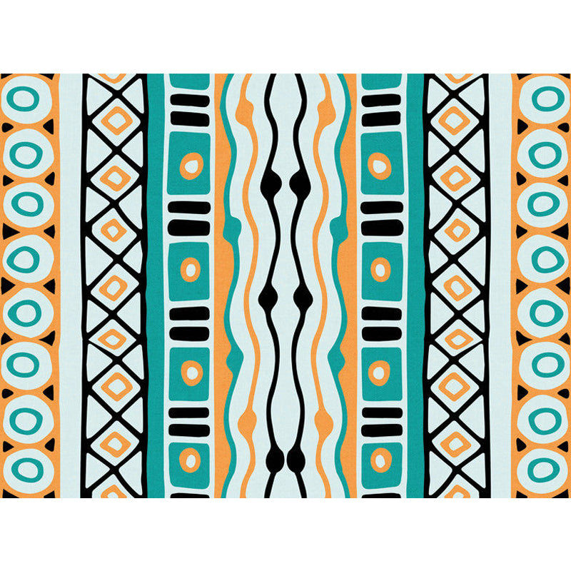 Green Striped Geometric Area Rug with Diamond and Pots Polyester Power Loom Pet Friendly Area Rug for Accent Area Clearhalo 'Area Rug' 'Rugs' 'Southwestern' Rug' 1504229