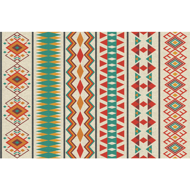 Indian Tribal Orange and Green Rug Striped Geometric Area Rug Fabri Pet Friendly Stain Resistant Indoor Floor Rug Clearhalo 'Area Rug' 'Rugs' 'Southwestern' Rug' 1504243