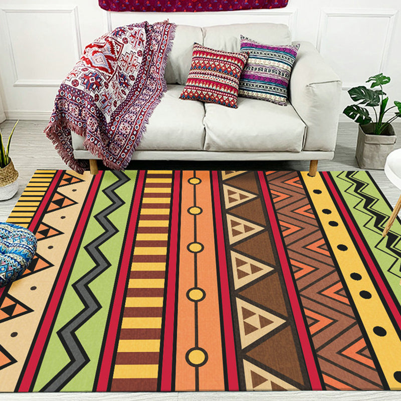 Dark Red Americana Tribal Rug Striped Geometric Polyester Pet Friendly Stain Resistant Area Rug for Accent Area Red Brown Clearhalo 'Area Rug' 'Rugs' 'Southwestern' Rug' 1504262