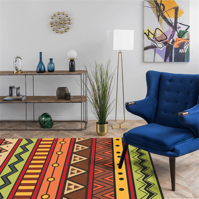 Dark Red Americana Tribal Rug Striped Geometric Polyester Pet Friendly Stain Resistant Area Rug for Accent Area Clearhalo 'Area Rug' 'Rugs' 'Southwestern' Rug' 1504263