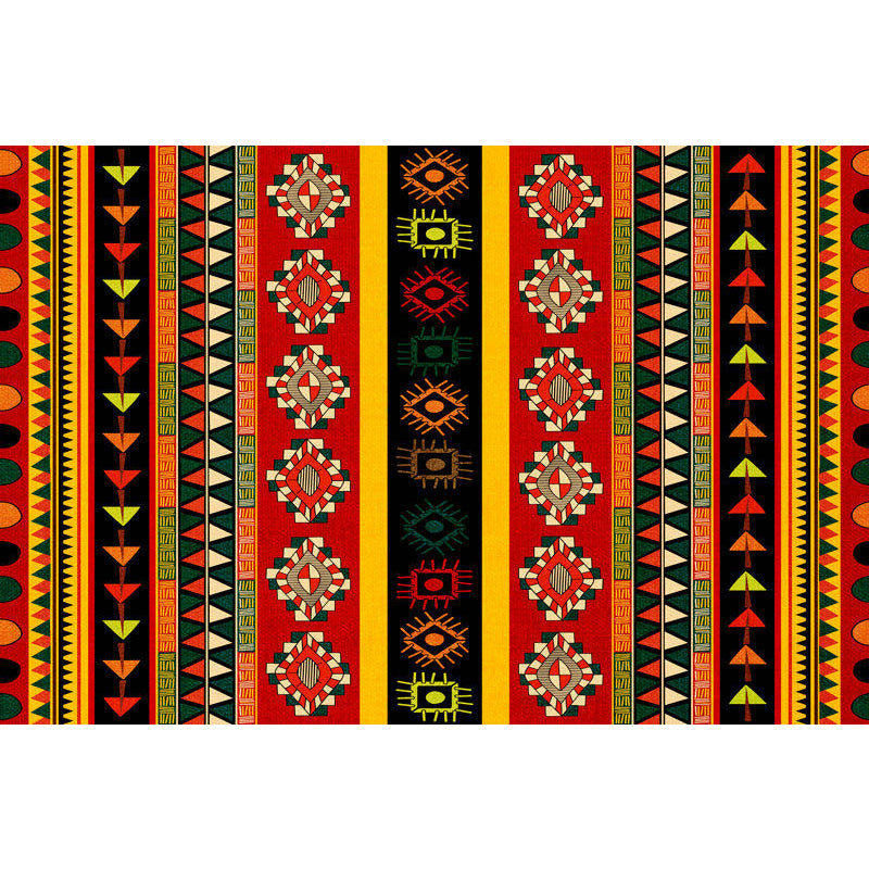 Dark Red Americana Tribal Rug Striped Geometric Polyester Pet Friendly Stain Resistant Area Rug for Accent Area Clearhalo 'Area Rug' 'Rugs' 'Southwestern' Rug' 1504278