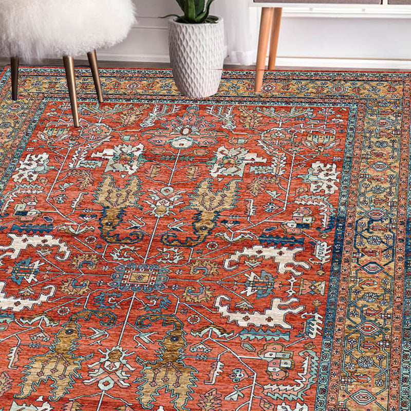 Red Vintage Olden Kashkuli Rug with Indian Ethnic Headdress Polyester Pet Friendly Stain Resistant Indoor Rug in Red Orange Red Clearhalo 'Area Rug' 'Rugs' 'Southwestern' Rug' 1504283