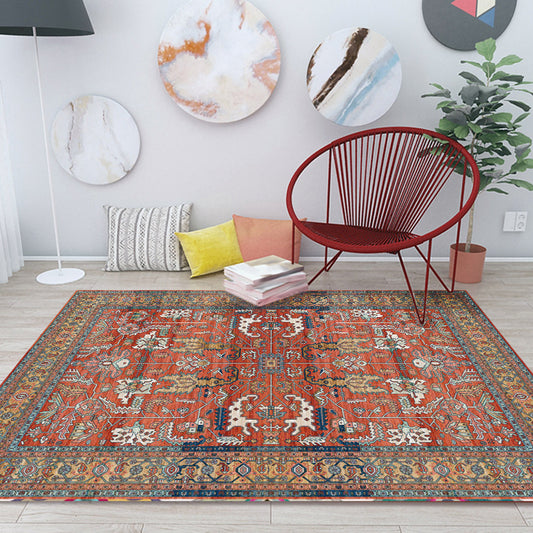 Red Vintage Olden Kashkuli Rug with Indian Ethnic Headdress Polyester Pet Friendly Stain Resistant Indoor Rug in Red Clearhalo 'Area Rug' 'Rugs' 'Southwestern' Rug' 1504284