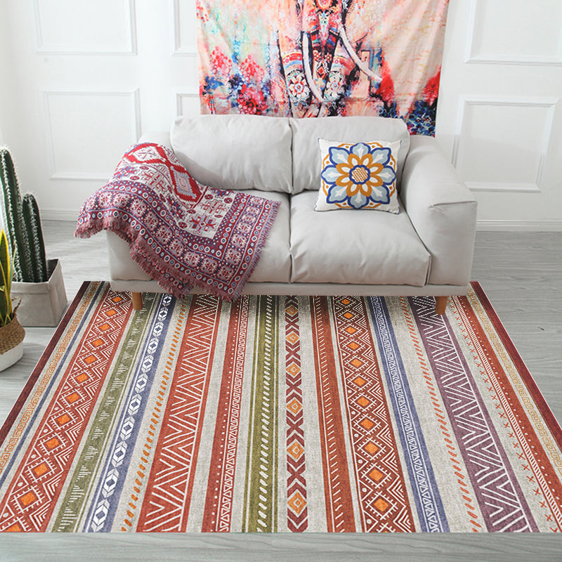 Bohemian Style Indoor Rug Striped Geometric Brilliance Rug with Zigzag lines and Diamond Synthetic Anti-Slip Area Rug Orange Clearhalo 'Area Rug' 'Rugs' 'Southwestern' Rug' 1504304