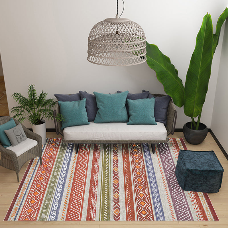 Bohemian Style Indoor Rug Striped Geometric Brilliance Rug with Zigzag lines and Diamond Synthetic Anti-Slip Area Rug Clearhalo 'Area Rug' 'Rugs' 'Southwestern' Rug' 1504305