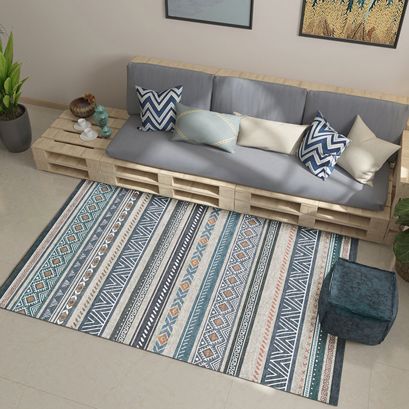 Bohemian Style Indoor Rug Striped Geometric Brilliance Rug with Zigzag lines and Diamond Synthetic Anti-Slip Area Rug Clearhalo 'Area Rug' 'Rugs' 'Southwestern' Rug' 1504312