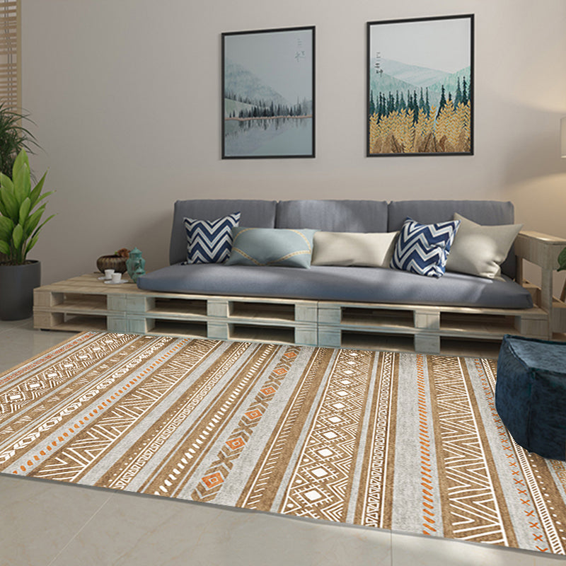 Bohemian Style Indoor Rug Striped Geometric Brilliance Rug with Zigzag lines and Diamond Synthetic Anti-Slip Area Rug Clearhalo 'Area Rug' 'Rugs' 'Southwestern' Rug' 1504319