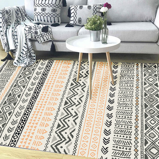 Striped India Tribal Geometric Rug Synthetic Black and Yellow Area Rug for Living Room Anti-Slip Backing Pet Friendly Rug Clearhalo 'Area Rug' 'Rugs' 'Southwestern' Rug' 1504332