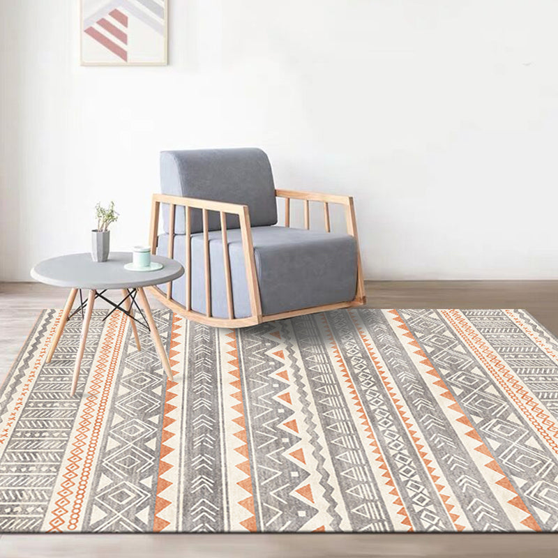 Indian Americana Indoor Rug Striped Diamond Geometric Synthetic Stain Resistant Power Loom Fireplace Area Rug Gray-Pink Clearhalo 'Area Rug' 'Rugs' 'Southwestern' Rug' 1504357