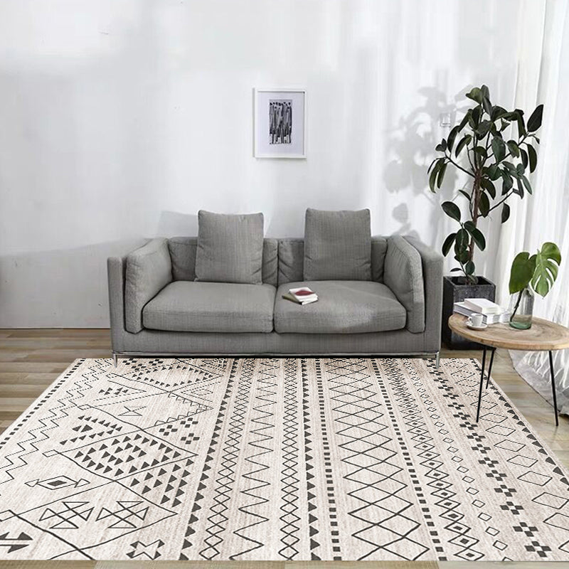 Southwestern Rug Simple Geometric Diamond Washable Area Floor Covering for Bedroom Power Loom Washable Non-Slip Rug Beige Clearhalo 'Area Rug' 'Rugs' 'Southwestern' Rug' 1504377