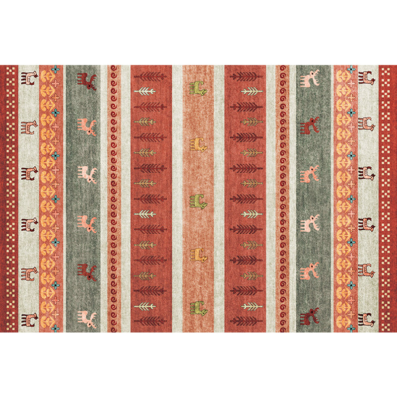 Bohemian Striped Geometric Floor Rug with Botanical and Animal Synthetic Anti-Slip Backing Pet Friendly Area Rug Clearhalo 'Area Rug' 'Rugs' 'Southwestern' Rug' 1504407