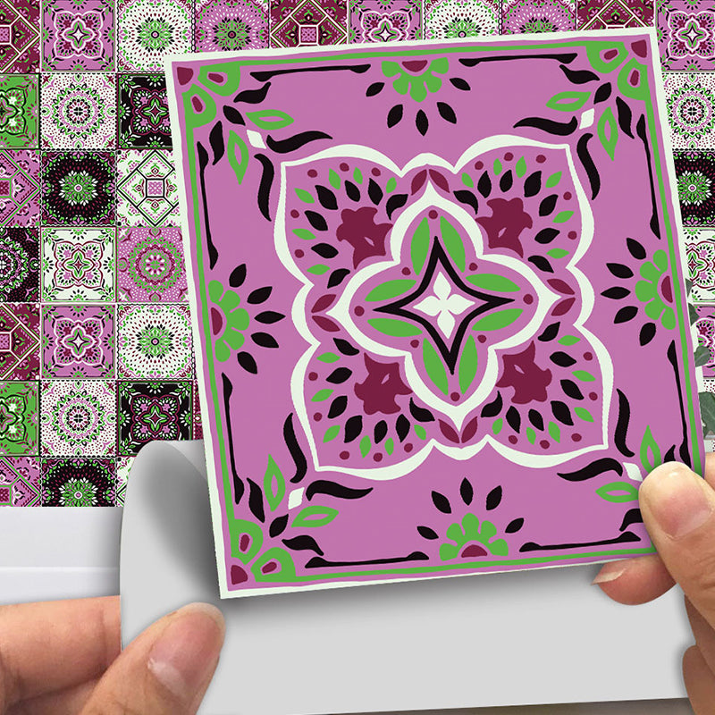 Colorful Flowers Stick Wallpapers Removable Boho Kitchen Wall Decoration (16 Pieces) Clearhalo 'Wall Decor' 'Wallpaper' 1504443