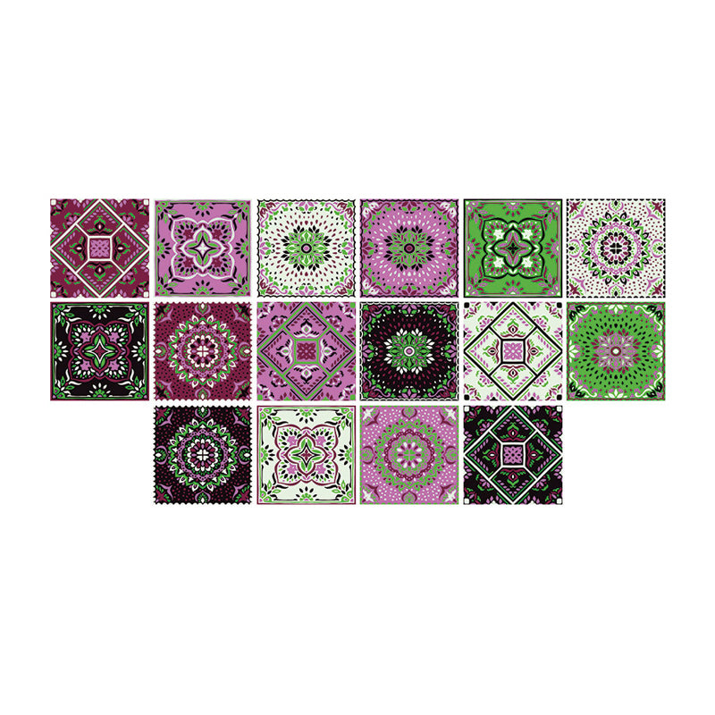 Colorful Flowers Stick Wallpapers Removable Boho Kitchen Wall Decoration (16 Pieces) Clearhalo 'Wall Decor' 'Wallpaper' 1504444