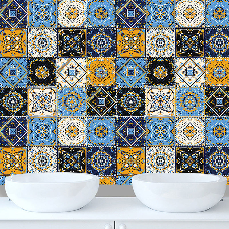 Colorful Flowers Stick Wallpapers Removable Boho Kitchen Wall Decoration (16 Pieces) Clearhalo 'Wall Decor' 'Wallpaper' 1504447