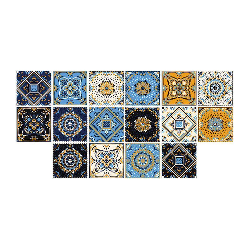 Colorful Flowers Stick Wallpapers Removable Boho Kitchen Wall Decoration (16 Pieces) Clearhalo 'Wall Decor' 'Wallpaper' 1504449