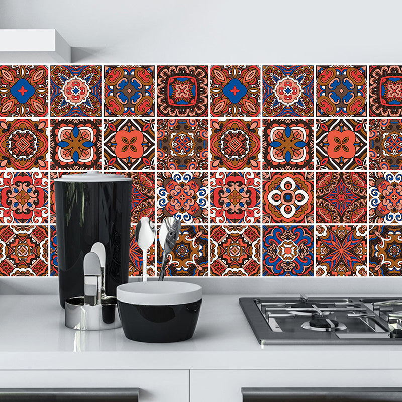 PVC Self Adhesive Wallpapers Boho-Chic Floral Printed Wall Art in Dark Color, 6.9-sq ft Clearhalo 'Wall Decor' 'Wallpaper' 1504452