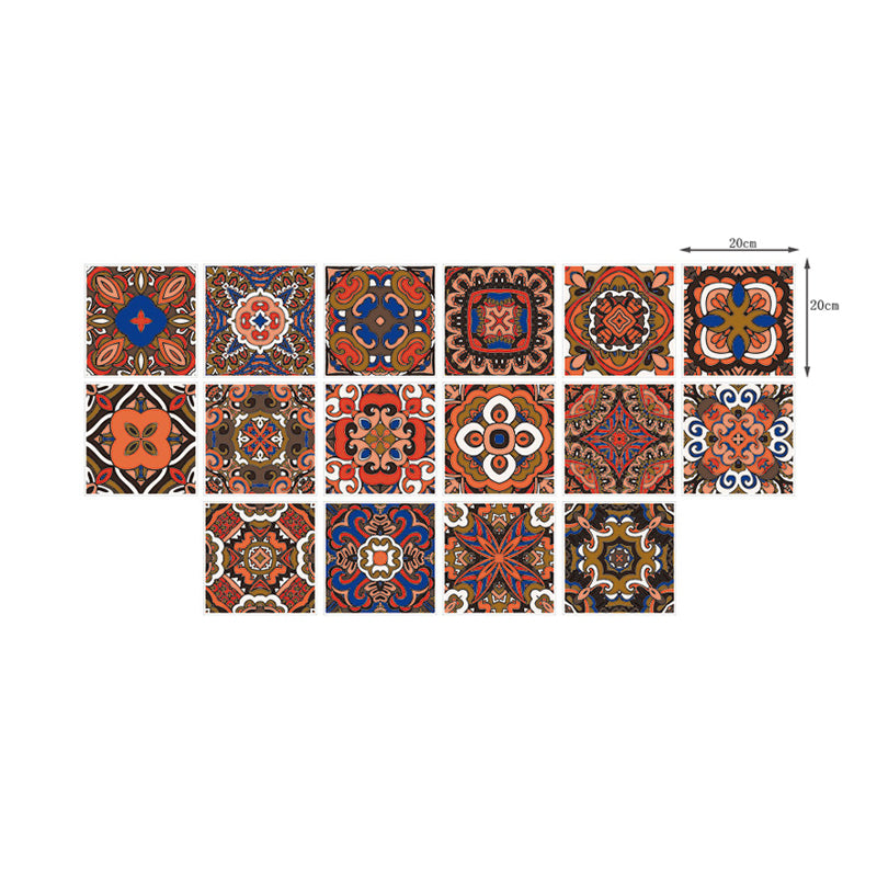 PVC Self Adhesive Wallpapers Boho-Chic Floral Printed Wall Art in Dark Color, 6.9-sq ft Clearhalo 'Wall Decor' 'Wallpaper' 1504455