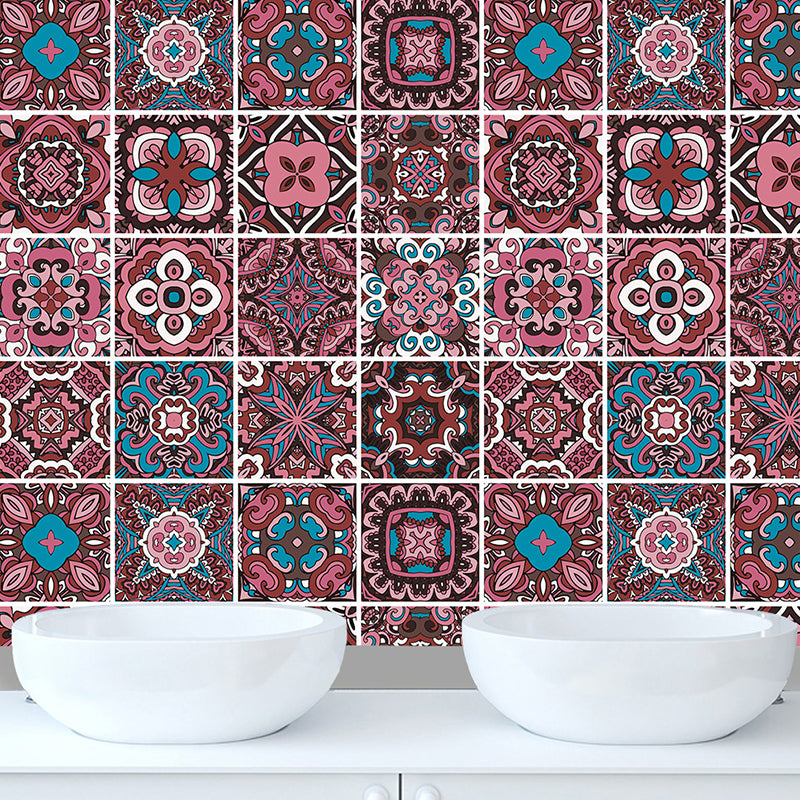 PVC Self Adhesive Wallpapers Boho-Chic Floral Printed Wall Art in Dark Color, 6.9-sq ft Clearhalo 'Wall Decor' 'Wallpaper' 1504458