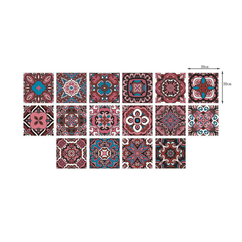 PVC Self Adhesive Wallpapers Boho-Chic Floral Printed Wall Art in Dark Color, 6.9-sq ft Clearhalo 'Wall Decor' 'Wallpaper' 1504460