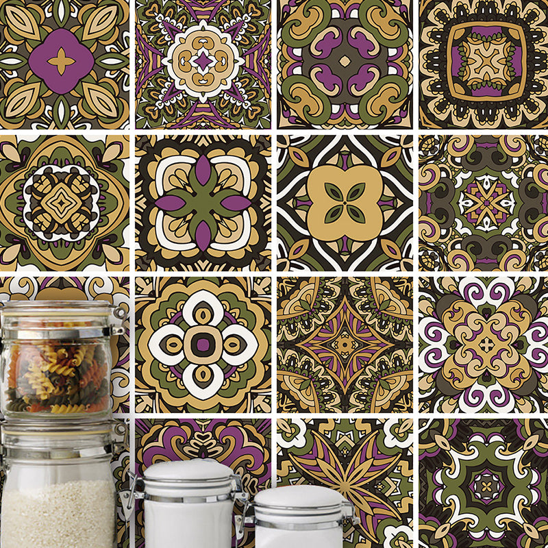 PVC Self Adhesive Wallpapers Boho-Chic Floral Printed Wall Art in Dark Color, 6.9-sq ft Brown Clearhalo 'Wall Decor' 'Wallpaper' 1504461