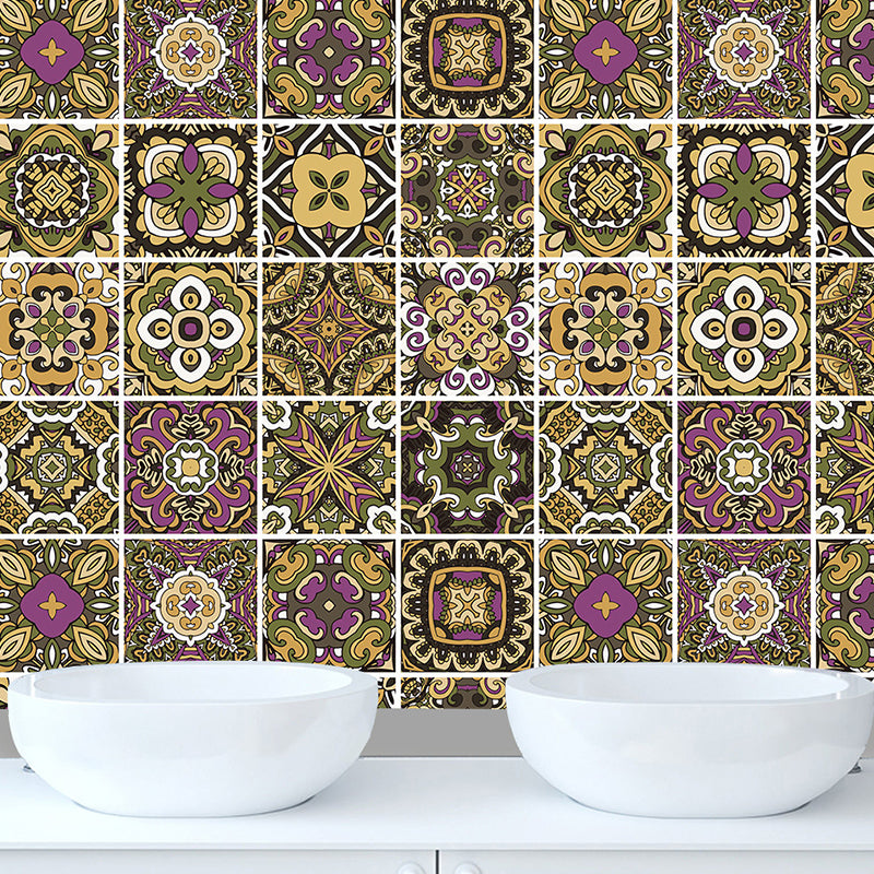 PVC Self Adhesive Wallpapers Boho-Chic Floral Printed Wall Art in Dark Color, 6.9-sq ft Clearhalo 'Wall Decor' 'Wallpaper' 1504462