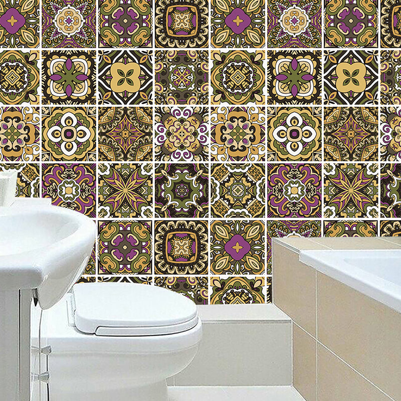 PVC Self Adhesive Wallpapers Boho-Chic Floral Printed Wall Art in Dark Color, 6.9-sq ft Clearhalo 'Wall Decor' 'Wallpaper' 1504463