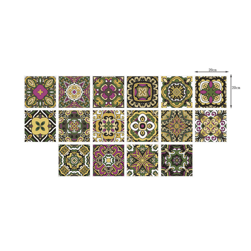 PVC Self Adhesive Wallpapers Boho-Chic Floral Printed Wall Art in Dark Color, 6.9-sq ft Clearhalo 'Wall Decor' 'Wallpaper' 1504465