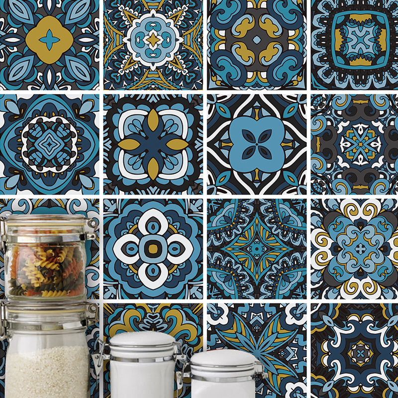 PVC Self Adhesive Wallpapers Boho-Chic Floral Printed Wall Art in Dark Color, 6.9-sq ft Blue Clearhalo 'Wall Decor' 'Wallpaper' 1504466