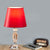 1 Bulb Fabric Shade Table Light Traditional Red/Coffee/Flaxen Tapered Sleeping Room Nightstand Lamp with Beveled Crystal Blocks Red Clearhalo 'Lamps' 'Table Lamps' Lighting' 1504493