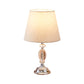 1 Bulb Fabric Shade Table Light Traditional Red/Coffee/Flaxen Tapered Sleeping Room Nightstand Lamp with Beveled Crystal Blocks Clearhalo 'Lamps' 'Table Lamps' Lighting' 1504504
