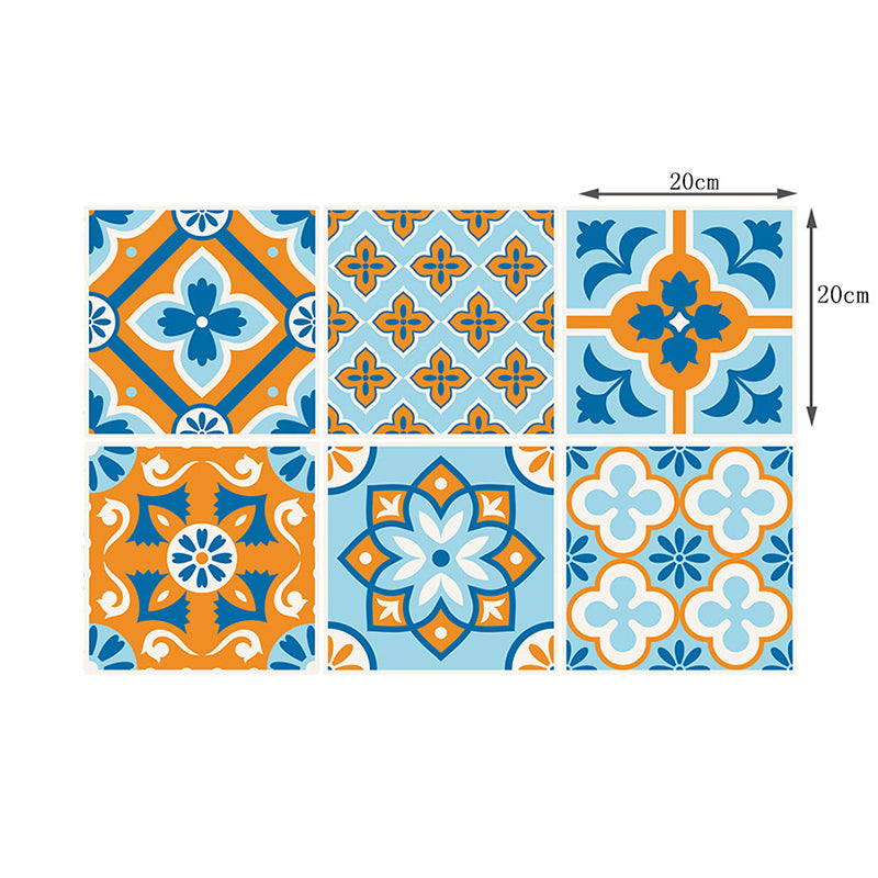 Blue-Orange Bohemian Wallpapers 7.8-sq ft Flower Patterned Wall Covering for Home, Stick On Clearhalo 'Wall Decor' 'Wallpaper' 1504555