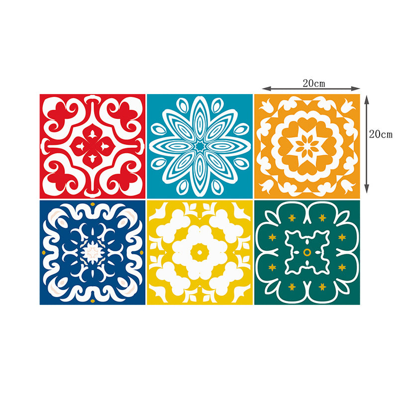 Boho Blossoming Flower Wallpaper Panels Red-Yellow Temporary Wall Art for Living Room Clearhalo 'Wall Decor' 'Wallpaper' 1504565