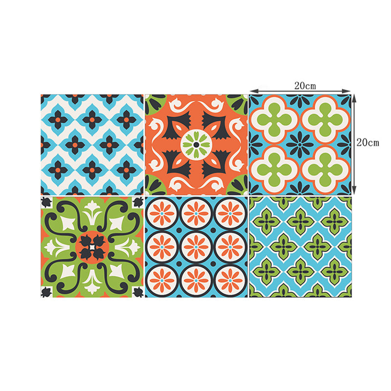 Floweret Peel and Paste Wallpaper Panels Blue-Green Bohemian Wall Decor for Kitchen Clearhalo 'Wall Decor' 'Wallpaper' 1504580