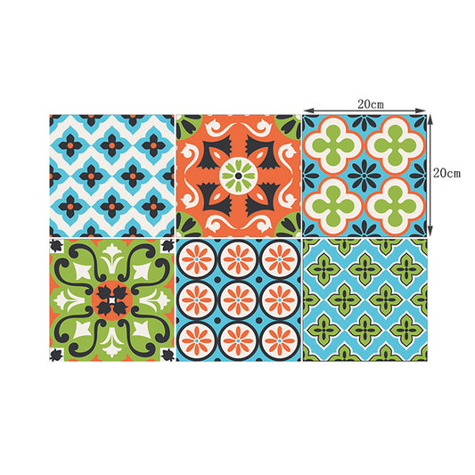 Floweret Peel and Paste Wallpaper Panels Blue-Green Bohemian Wall Decor for Kitchen Clearhalo 'Wall Decor' 'Wallpaper' 1504580