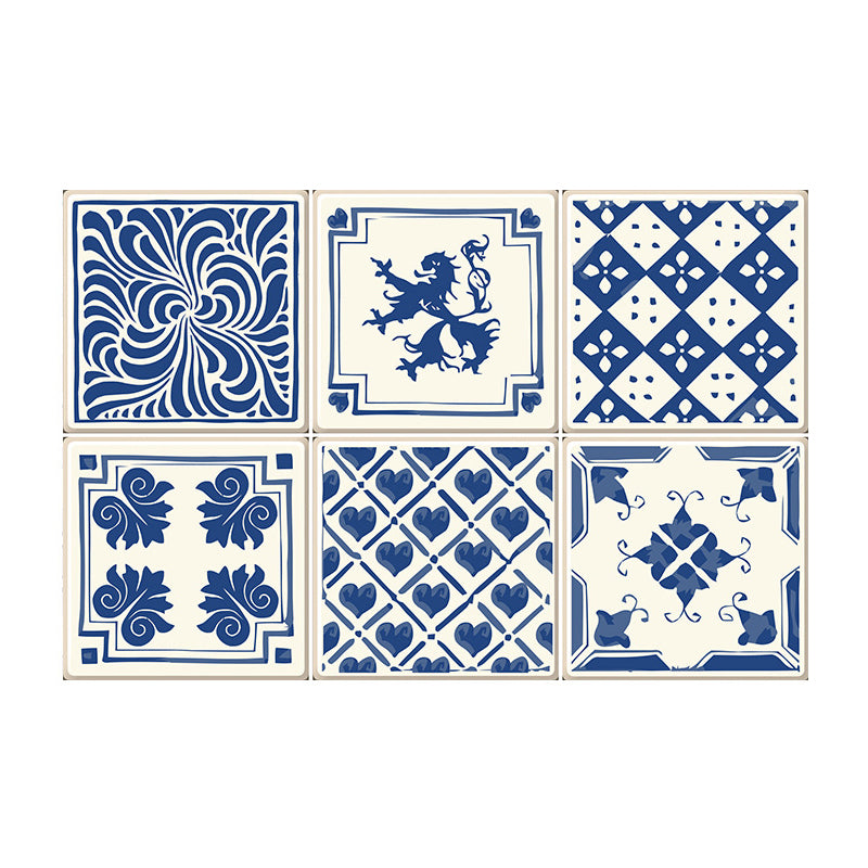 Ethnic Chinese Stick Wallpaper Panel Set for Accent Wall, Blue, 8' L x 8" W (18 Pieces) Clearhalo 'Wall Decor' 'Wallpaper' 1504584