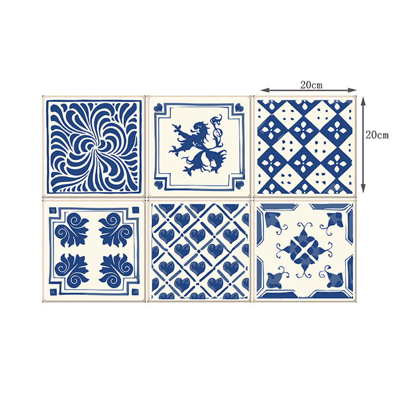 Ethnic Chinese Stick Wallpaper Panel Set for Accent Wall, Blue, 8' L x 8" W (18 Pieces) Clearhalo 'Wall Decor' 'Wallpaper' 1504585