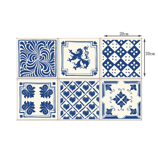 Ethnic Chinese Stick Wallpaper Panel Set for Accent Wall, Blue, 8' L x 8" W (18 Pieces) Clearhalo 'Wall Decor' 'Wallpaper' 1504585