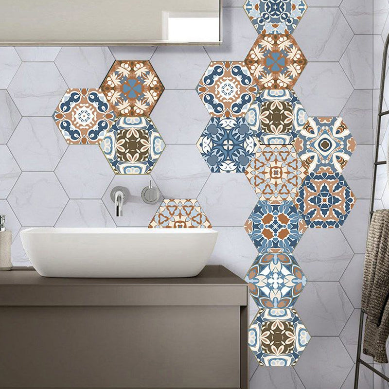 Floral Tiles Wallpaper Panels Bohemia Easy Peel off Bathroom Wall Decor, 9' L x 8" W Clearhalo 'Wall Decor' 'Wallpaper' 1504597