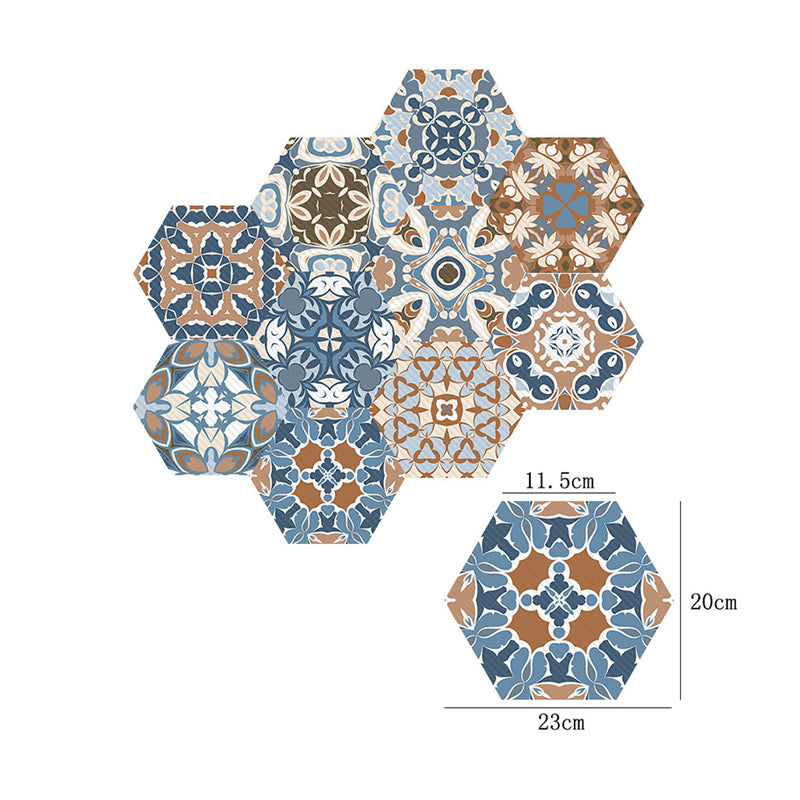 Floral Tiles Wallpaper Panels Bohemia Easy Peel off Bathroom Wall Decor, 9' L x 8" W Clearhalo 'Wall Decor' 'Wallpaper' 1504600