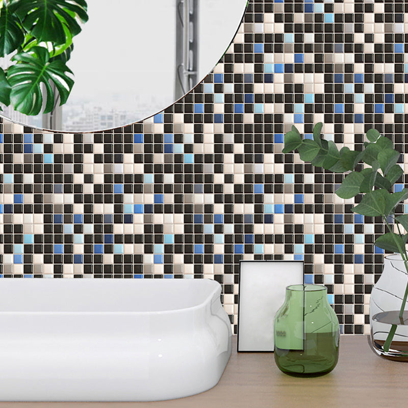 Mosaics Effect Peel off Wallpaper Panel Set PVC Contemporary Wall Art for Washroom Black-Blue Clearhalo 'Wall Decor' 'Wallpaper' 1504646