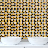 Modern Mosaics Tile Stick Wallpapers for Bathroom 9.7-sq ft Wall Decor in Black-Yellow Clearhalo 'Wall Decor' 'Wallpaper' 1504652
